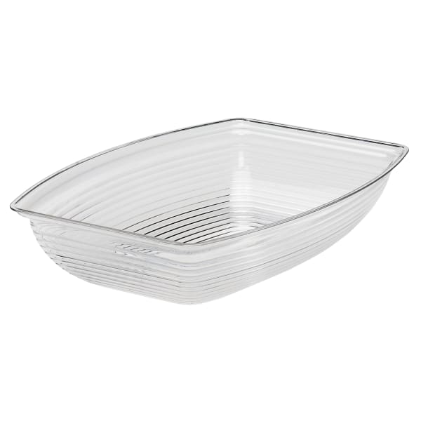 Cambro Camwear Rectangular Ribbed Bowls, 2.9 Qt, Clear, Pack Of 12 Bowls