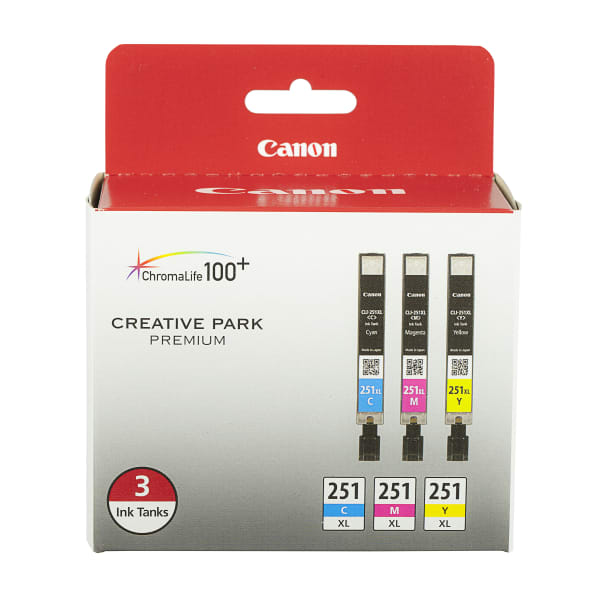 Canon 251XL Cyan; Magenta; Yellow High-Yield Ink Cartridges, Pack Of 3