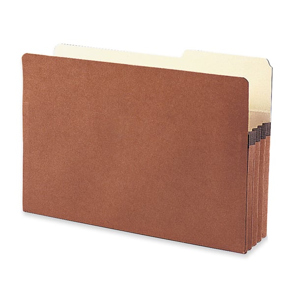 Smead 2/5-Cut Top-Tab File Pockets, Legal Size, 3 1/2in Expansion, 30% Recycled, Redrope, Box Of 25