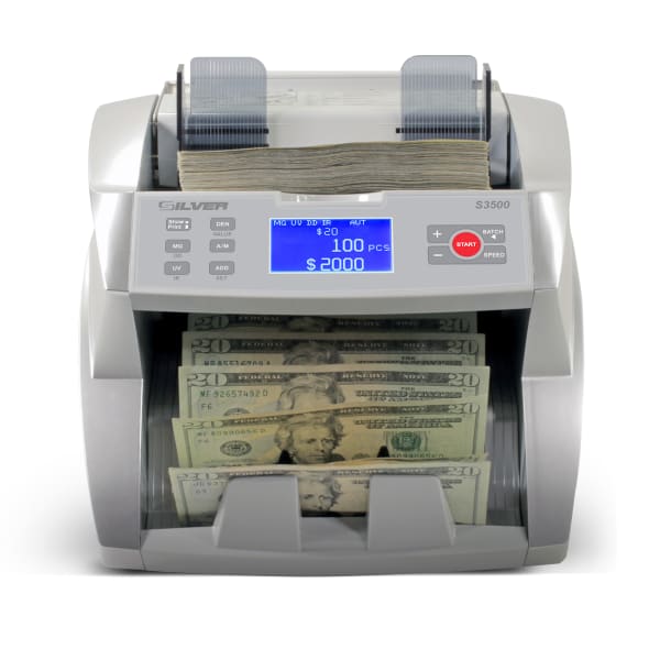 AccuBANKER S3500 Bill Counter, 9-5/8inH x 9-3/4inW x 10-15/16inD, Silver