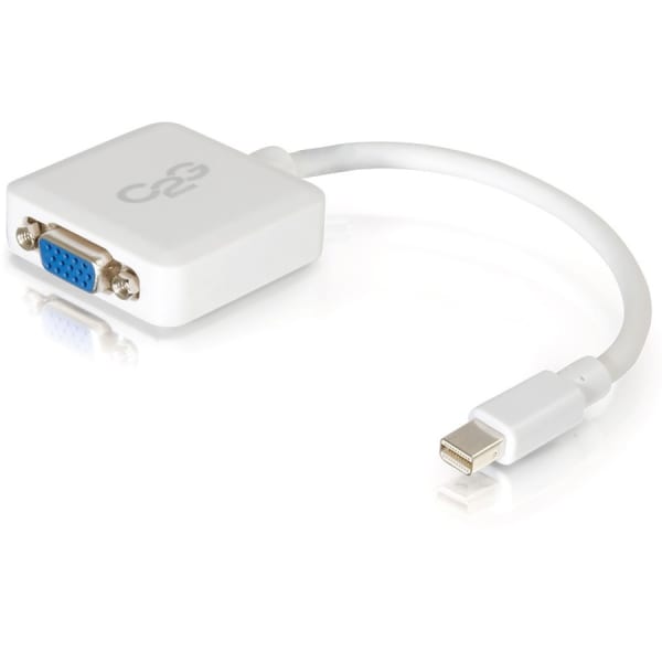 C2G Mini DisplayPort to VGA Adapter - M/F - Mini DisplayPort/VGA for Notebook, Tablet, Monitor, Video Device - 8in - 1 x Mini DisplayPort Male Thunderbolt - 1 x HD-15 Female VGA - White