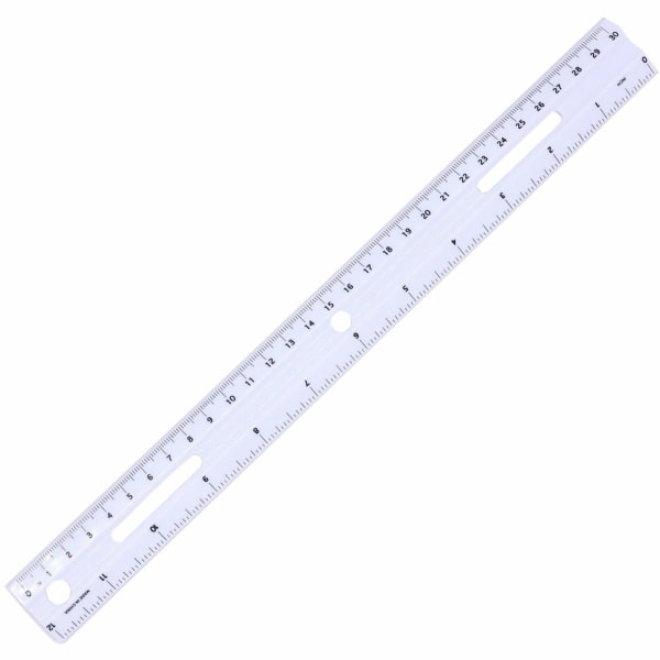 Business Source 12in Ruler - 12in Length x 1.3in Width - 1/16 Graduations - Metric, Imperial Measuring System - Plastic - White - 1 Each