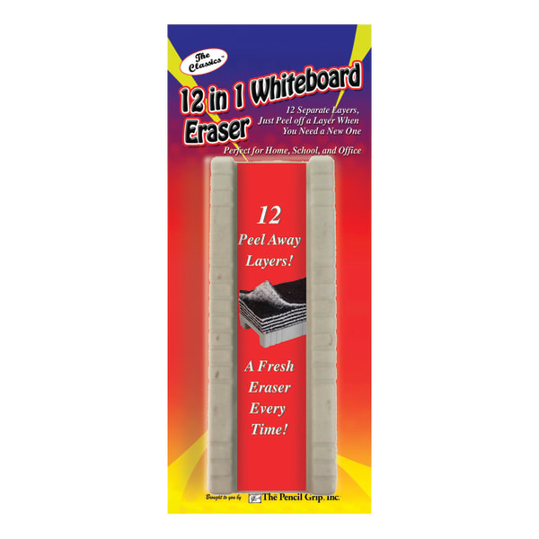 The Pencil Grip 12-In-1 Whiteboard Eraser, 5 3/4in x 2in, White, Pack Of 6