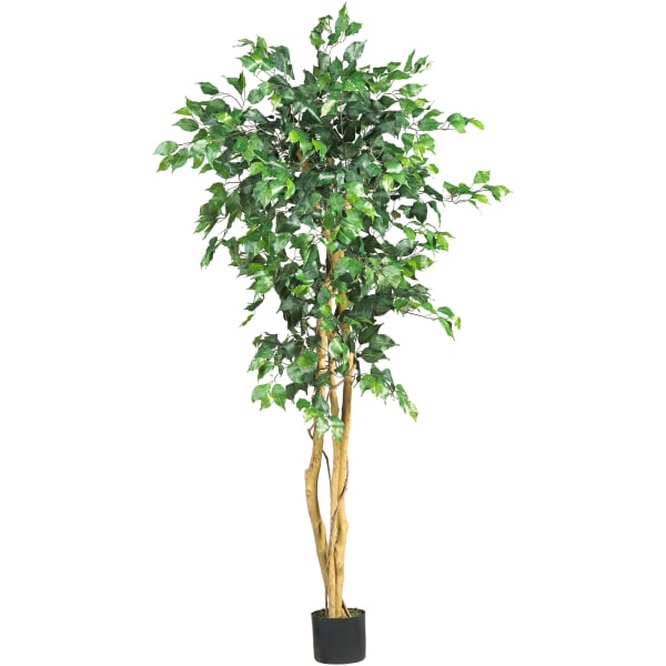 Nearly Natural 5ftH Artificial Ficus Tree With Pot, Green/Black