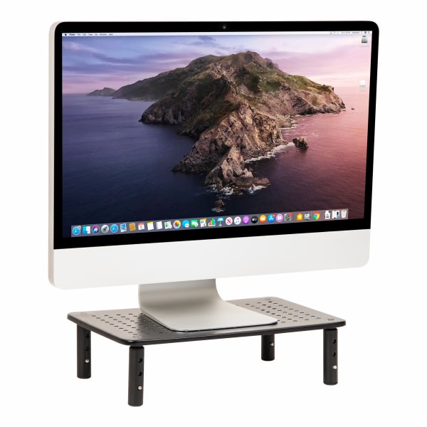 Mind Reader Metal Ventilated Monitor Stand with Adjustable Height, 5-1/2inH x 9-1/4inW x 14-1/2inD, Black