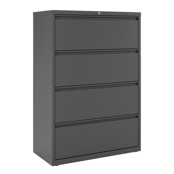 WorkPro 36inW x 18-5/8inD Lateral 4-Drawer File Cabinet, Charcoal