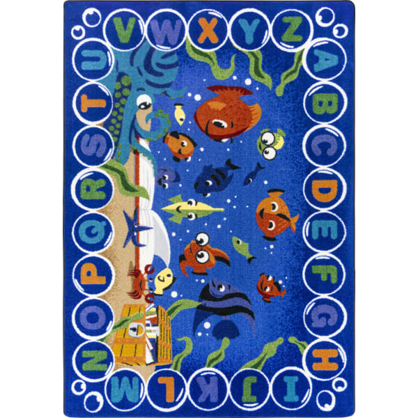 Joy Carpets Kids Essentials Rectangle Area Rug, Underwater Readers, 5-1/3ft x 7-33/50ft, Multicolor