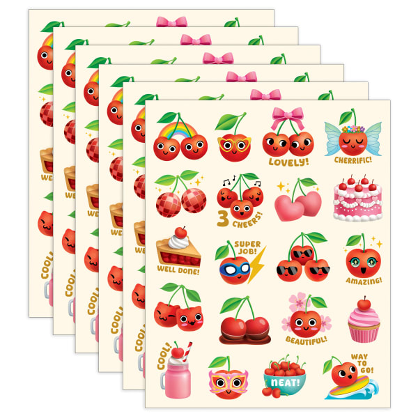 Teacher Created Resources Smelly Stickers, Cherry, 120 Per Pack, Set Of 6 Packs