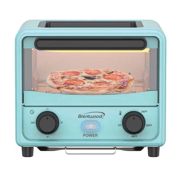 Brentwood 183 Cu In 500W Stainless Steel Mini Toaster Oven, Blue