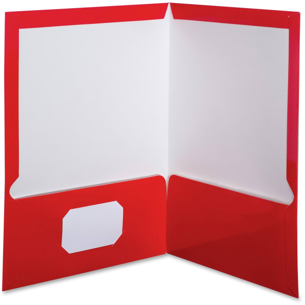 Oxford Laminated Twin-Pocket Folders, 8 1/2in x 11in, Red, Box Of 25