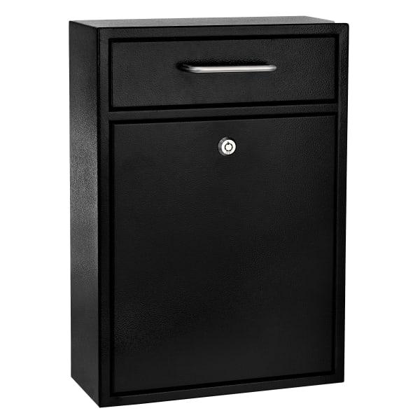 Alpine AdirOffice Large Ultimate Drop Box Wall-Mounted Mail Box, 16-1/4inH x 11-1/4inW x 4-3/4inD, Black