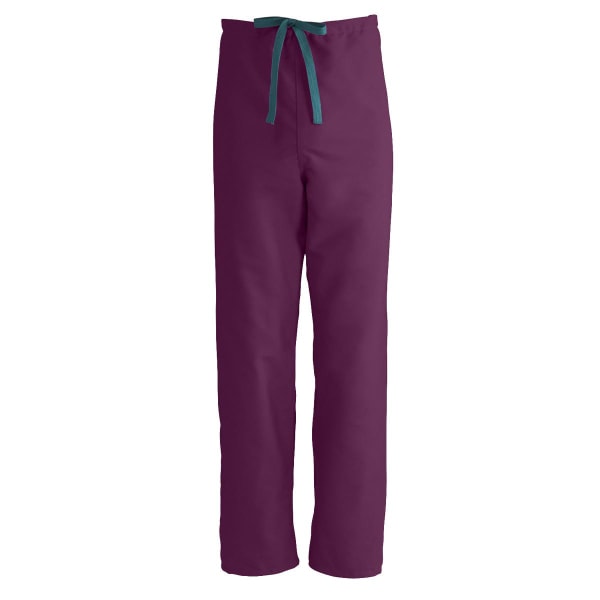 Medline ComfortEase Unisex Reversible Drawstring Scrub Pants, 4X, Wine