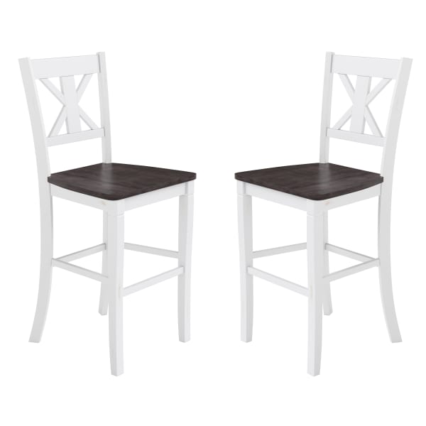 Flash Furniture Gwendolyn Set of 2 Commercial Grade Solid Wood Modern Farmhouse Counter Height Barstool, White Wash