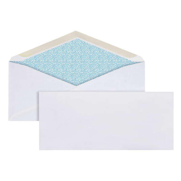 Office Depot Brand #10 Security Envelopes, 4-1/8in x 9-1/2in, Gummed Seal, White, Box Of 500