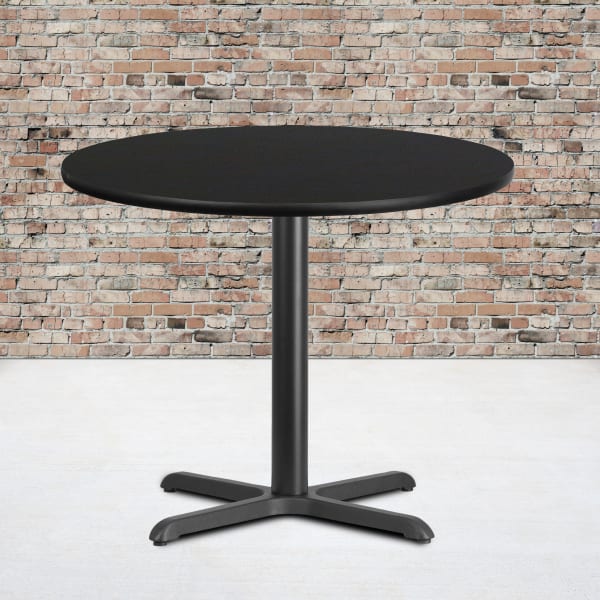 Flash Furniture Round Laminate Table Top With Table Height Base, 31-3/16inH x 36inW x 36inD, Black