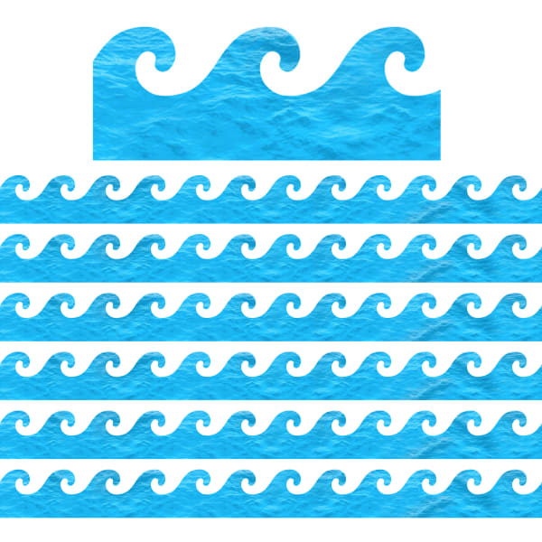 Hygloss Classroom Borders, Ocean Waves, 12 Borders Per Pack, Set Of 6 Packs