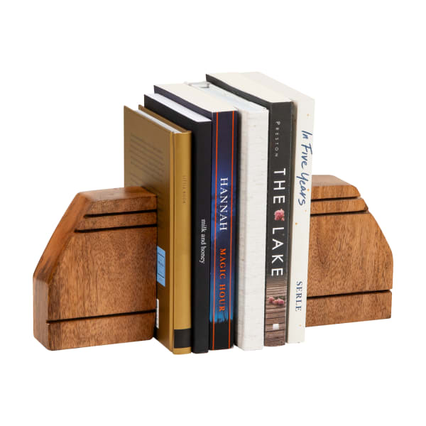 Mind Reader Rustic Wood Block Bookends, Brown, Set Of 2 Bookends
