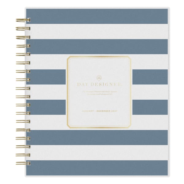 2027 Blue Sky Rugby Stripe Navy Daily/Monthly Planning Calendar, 8x10, 0%, Frosted PP, Jan-Dec, RY27