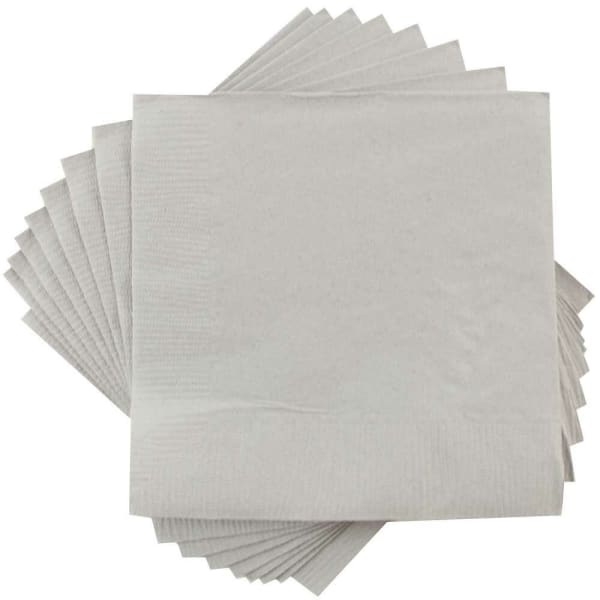 JAM PAPER Medium Lunch Napkins - 6 1/2 x 6 1/2 - Silver - 40/Pack