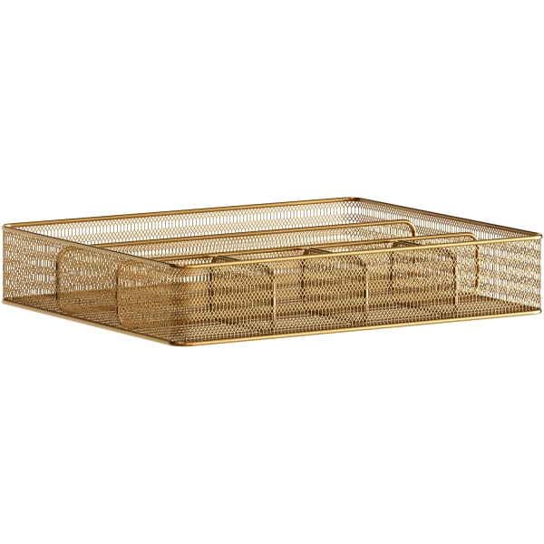 Martha Stewart Ryder Mesh Metal 6-Compartment Larger Desk Drawer Organizer, 2-1/4inH x 14-3/4inW x 12-1/4inD, Gold
