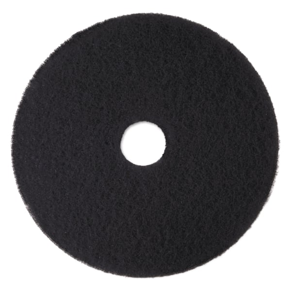 3M Low-Speed High Productivity Floor Pads 7300, 15in Diameter, Black, 5/Carton