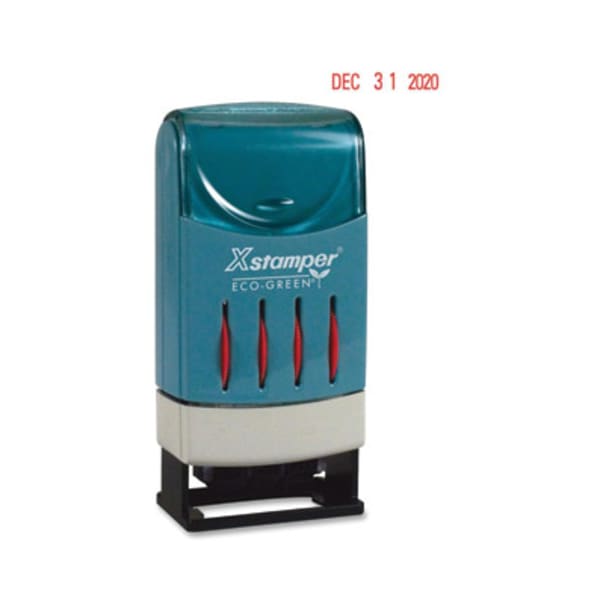 Xstamper VersaDater Small Type Date Stamp - Message/Date Stamp - FAXED, PAID, RECEIVED - 0.87in Impression Width x 0.12in Impression Length - Red - Recycled - 1 Each