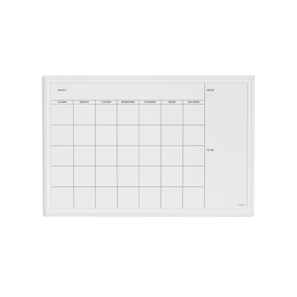 U Brands Magnetic Dry-Erase Monthly Calendar, 30in X 20in, White Decor Frame (2075U00-01)