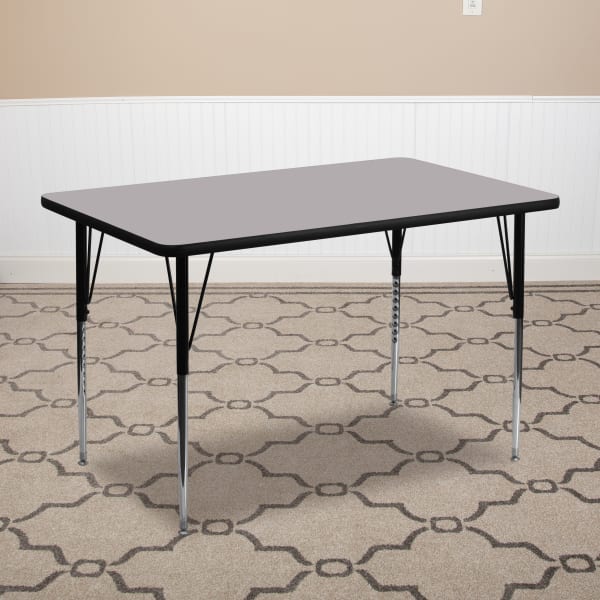 Flash Furniture Rectangular Activity Table, 30inW x 72inD, Gray/Chrome