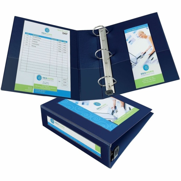 Avery Frame View Heavy-Duty 3-Ring Binder With Locking One-Touch EZD Rings, 3in D-Rings, Navy