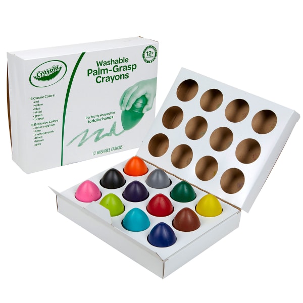Crayola My First Crayola Washable Palm-Grasp Crayons, Assorted, Pack Of 12 Crayons