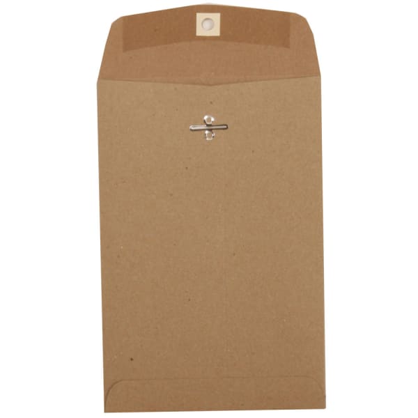 JAM Paper Open-End 6in x 9in Manila Envelopes, Gum Closure, Brown Kraft, Pack Of 25