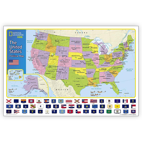National Geographic United States for Kids Map, Laminated, 24in x 36in