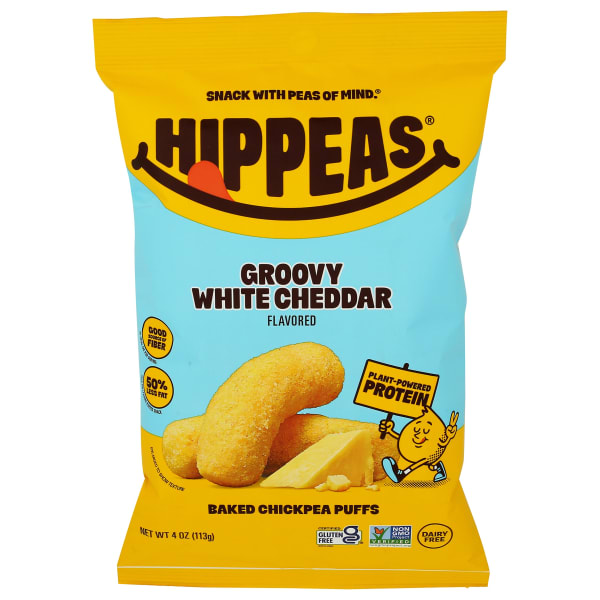 HIPPEAS Chickpea Puffs, White Cheddar, 4 Oz, Total Qty 12