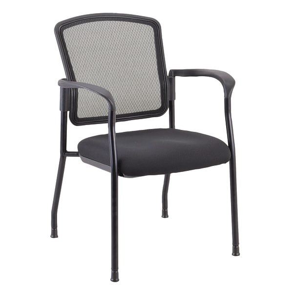 WorkPro Spectrum Series Mesh/Fabric Stacking Guest Chair, With Arms, Black, Set Of 2 Chairs, BIFMA Compliant