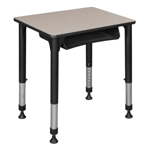 Regency 26inW Rectangular Adjustable Height School Student Desk With Book Storage, Maple