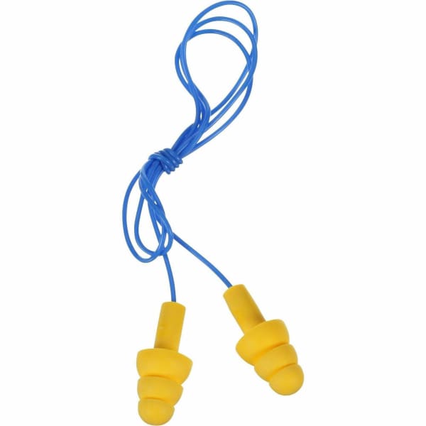 E-A-R UltraFit Corded Earplugs - Noise, Blast Protection - Polymer - Yellow - Comfortable, Washable, Dielectric, Disposable - 100 / Box