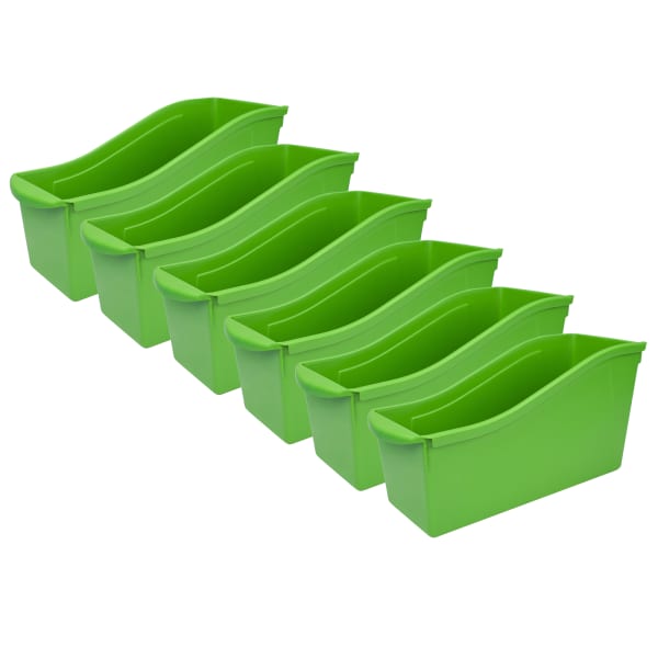 Storex Large Book Bins, 12inH x 5-1/4inW x 7inD, Green, Pack Of 6 Bins