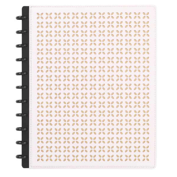 TUL Discbound Notebook With Die-Cut Leather Cover, Letter Size, Narrow Ruled, 60 Sheets, Pink/Rose Gold