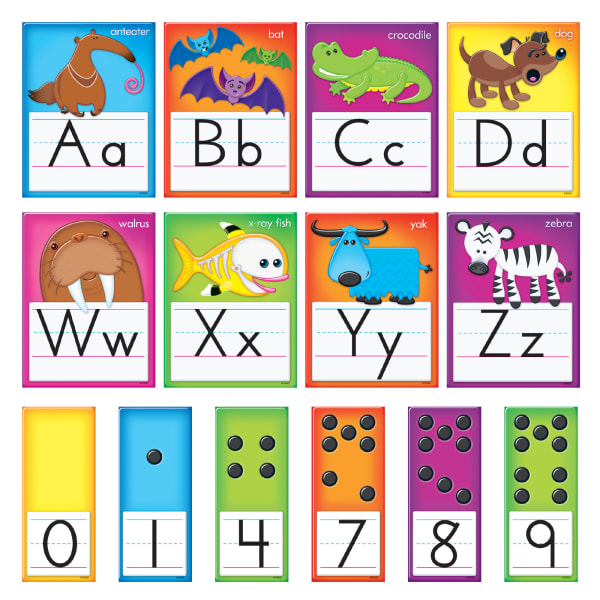 TREND Awesome Animals Manuscript Alphabet Bulletin Board Set, 6 1/2in x 8 1/2in, Multicolor, Pre-K - Grade 2