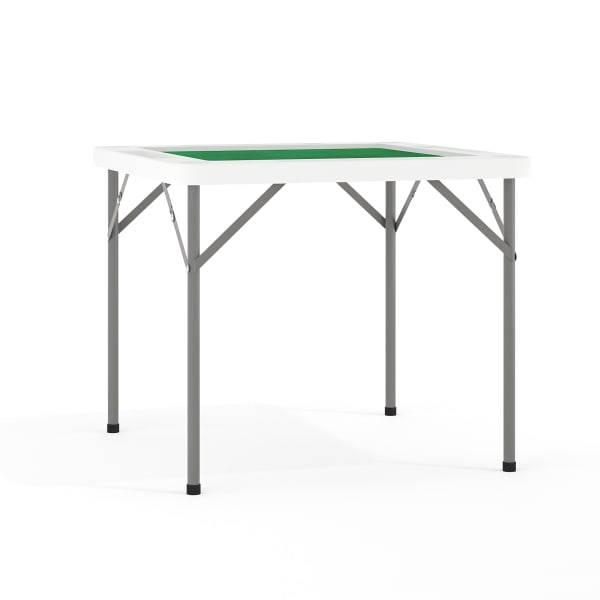 Flash Furniture Square Folding Game Table With Cup Holders, 29inH x 34-1/2inW x 34-1/2inD, Granite White