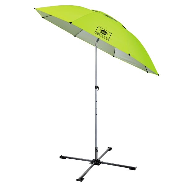 Ergodyne SHAX 6199 Lightweight Work Umbrella And Stand Kit, Lime
