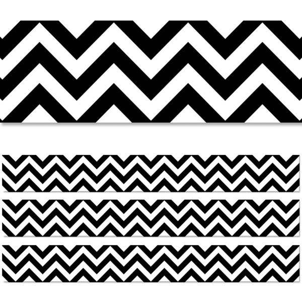 Creative Teaching Press EZ Borders, Black Chevron, 48' Per Pack, Set Of 3 Packs