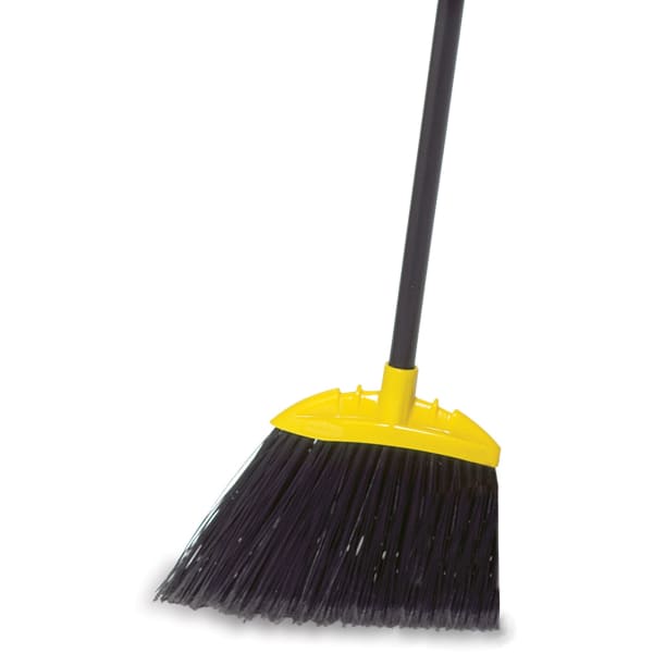 Rubbermaid Commercial Jumbo Smooth Sweep Angle Broom - Polypropylene Bristle - 10.5in Overall Length - Black Metal Handle - 6 / Carton