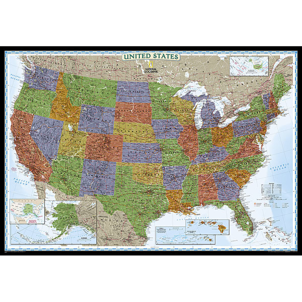 National Geographic United States Decorator Map, Enlarged and Laminated, 43.5in x 30.5in