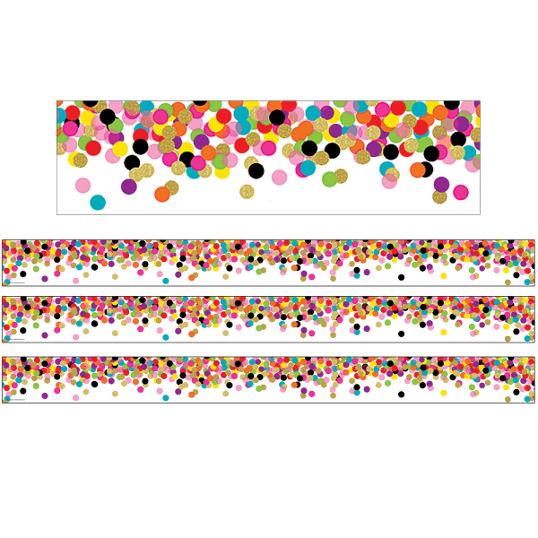 Teacher Created Resources Straight Border Trim Rolls, 50', Confetti, Pack Of 3 Rolls