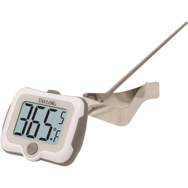 Taylor 9839-15 Digital Candy-Deep Fry Thermometer with Adjustable Head - 40 deg.F (-40 deg.C) to 449.6 deg.F (232 deg.C) - Adjustable Head, Clip, Auto-off, Hold Function - For Fryer - White