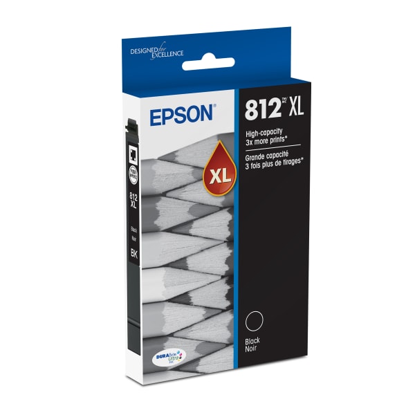 Epson 812XL DuraBrite Black High-Yield Ink Cartridge, T812XL120-S