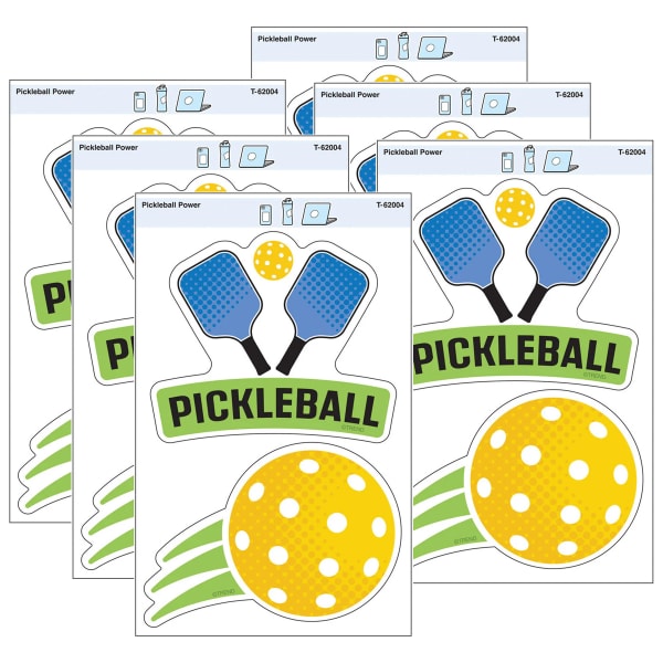 TREND Vinyl Stickers, Pickleball Power, 2 Per Pack, Set Of 6 Packs
