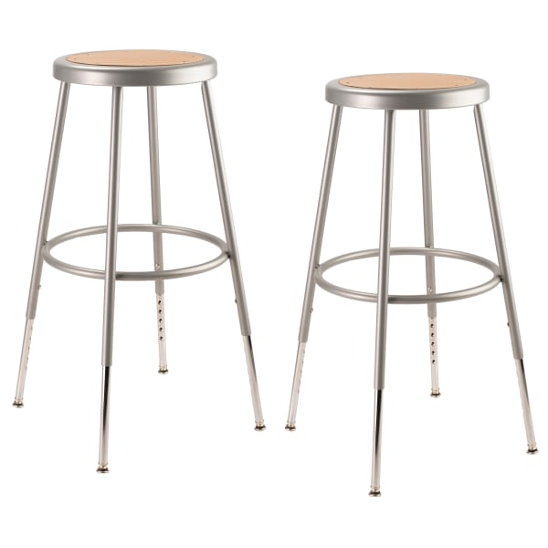 National Public Seating Adjustable Hardboard Science Stools, 25 - 32-1/2inH, Brown/Gray, Pack Of 2 Stools