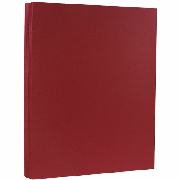 JAM Paper Card Stock, Garnet Dark Red, Letter (8.5in x 11in), 100 Lb, Pack Of 50